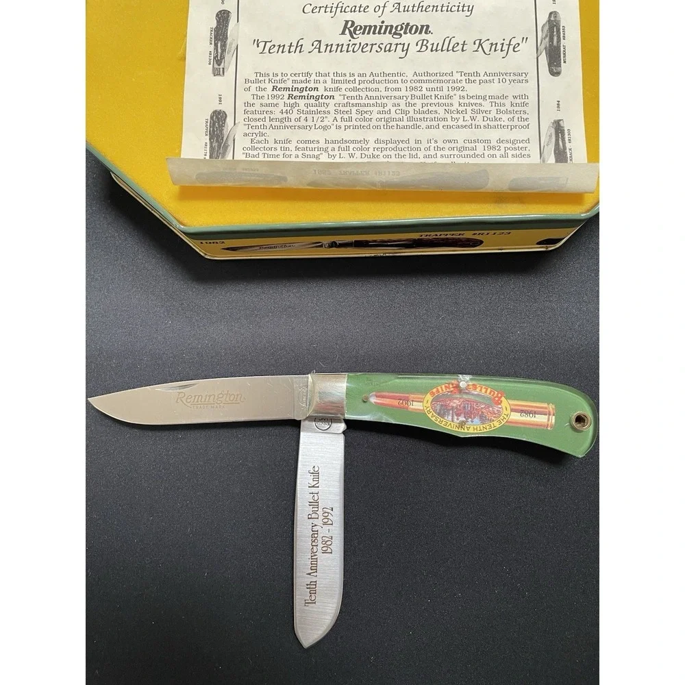 Vintage Remington 1982-1992 10th Tenth Anniversary Bullet Knife R1123A